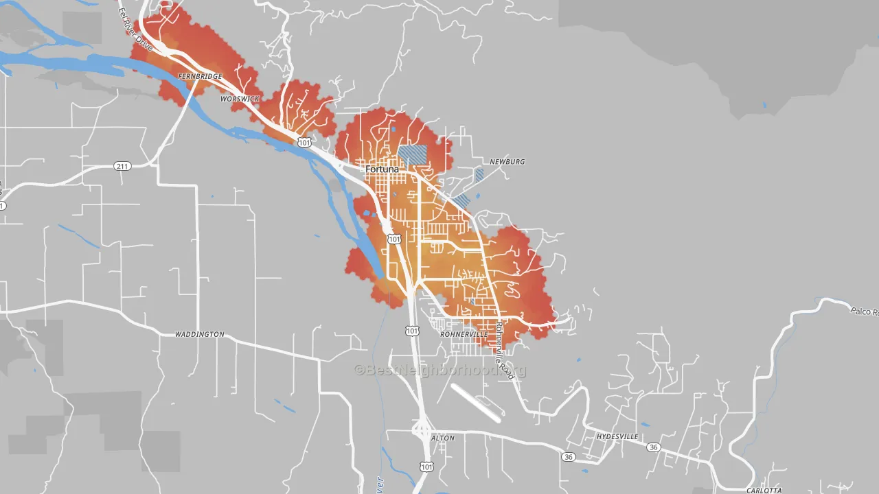 Transit Grade map of 95540, CA