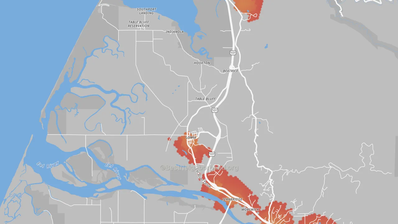 Transit Grade map of 95551, CA
