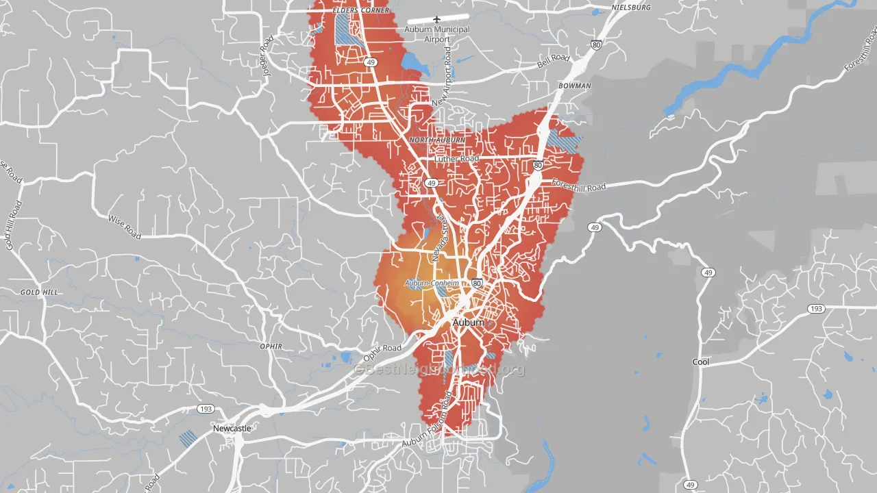 Transit Grade map of 95603, CA