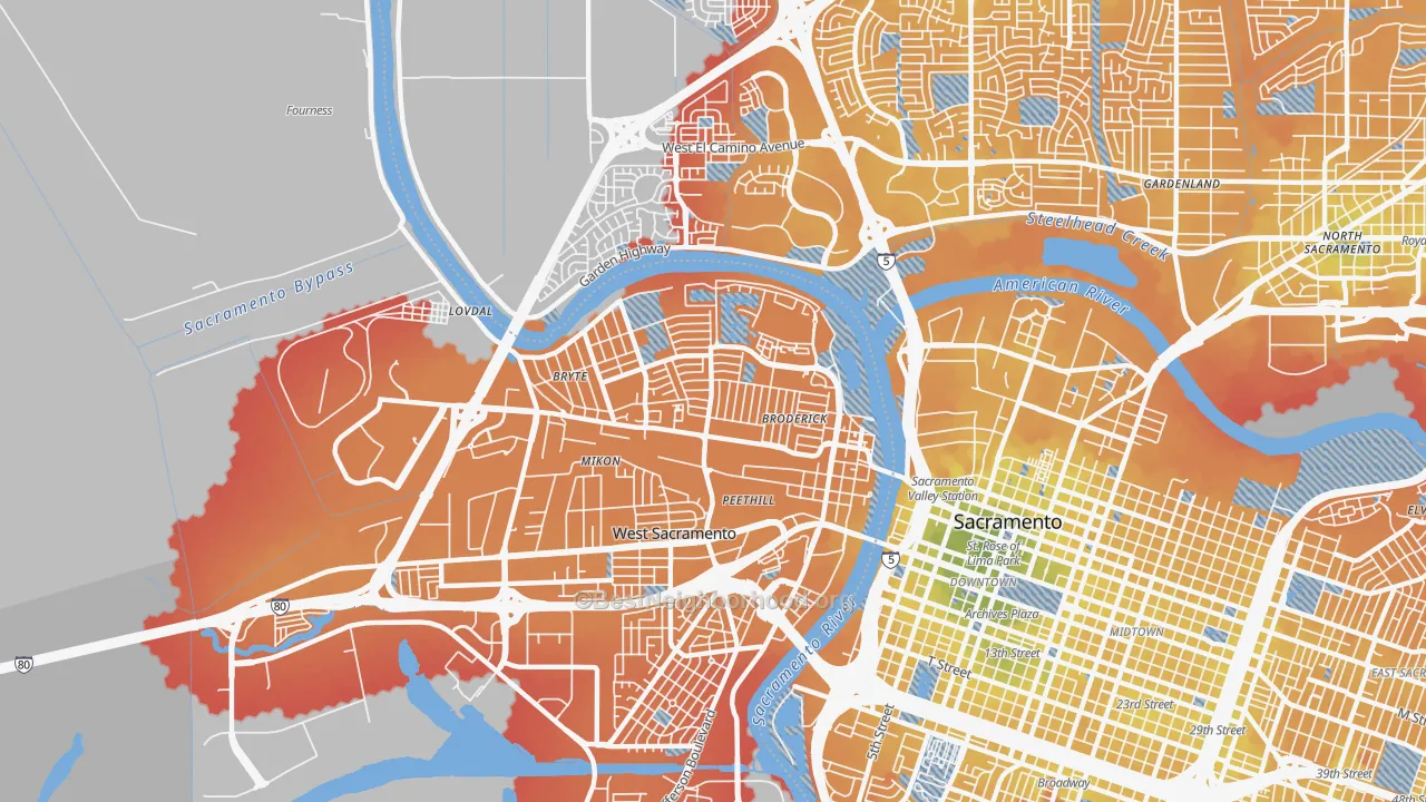 Transit Grade map of 95605, CA