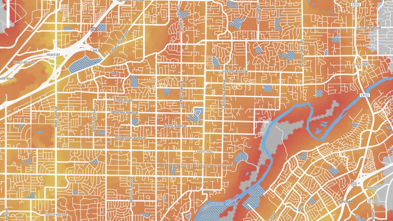 Transit Grade map of 95608, CA
