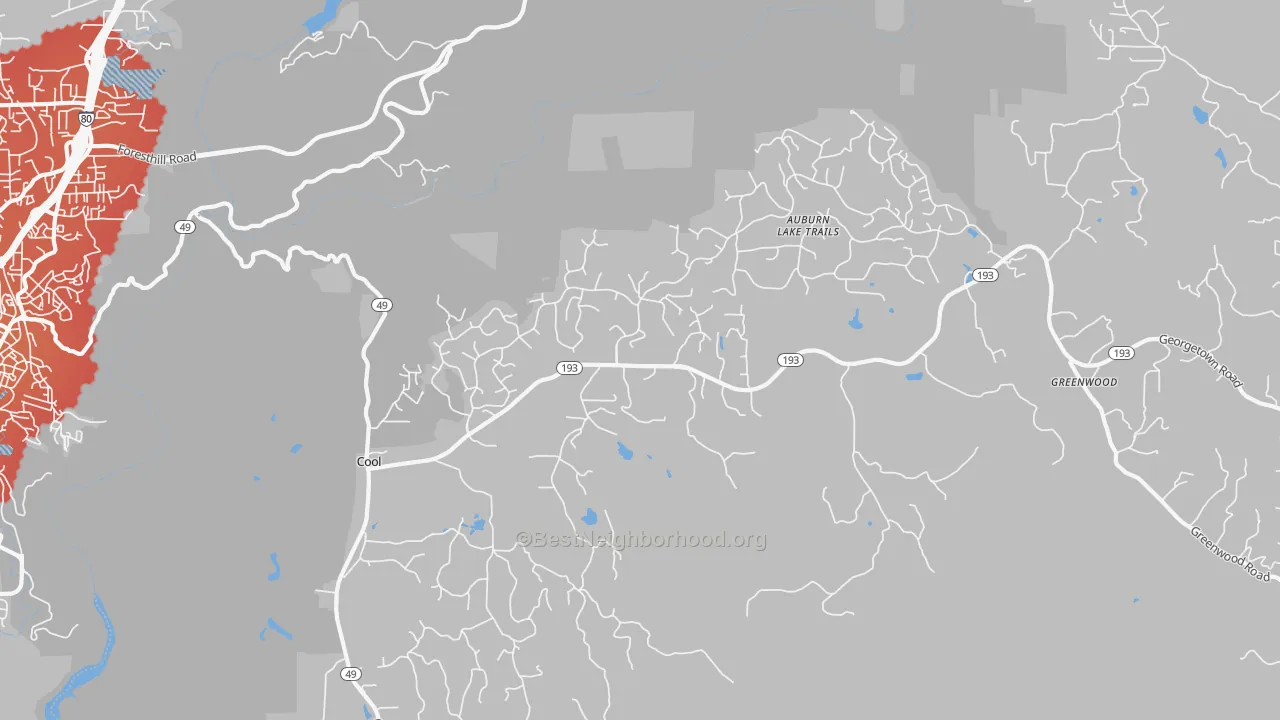 Transit Grade map of 95614, CA