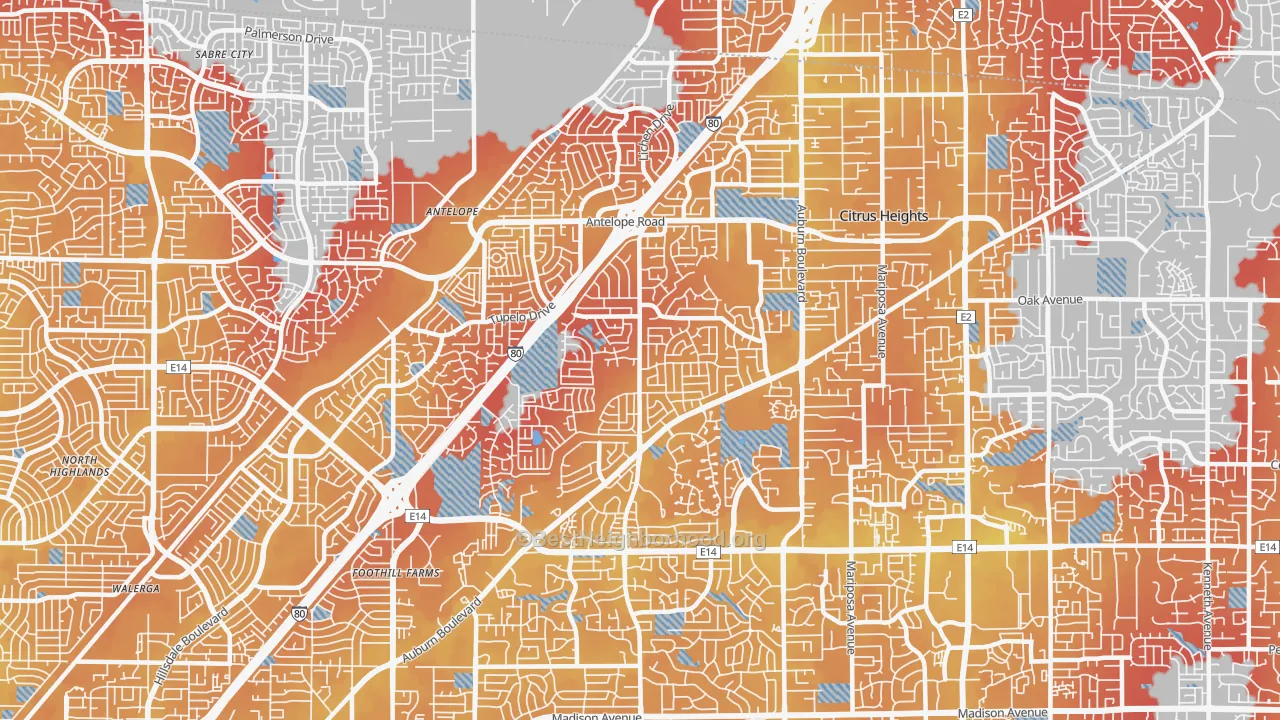 Transit Grade map of 95621, CA