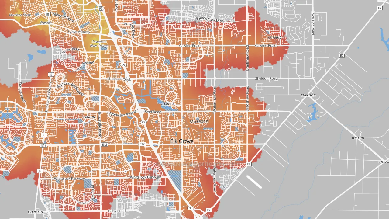 Transit Grade map of 95624, CA