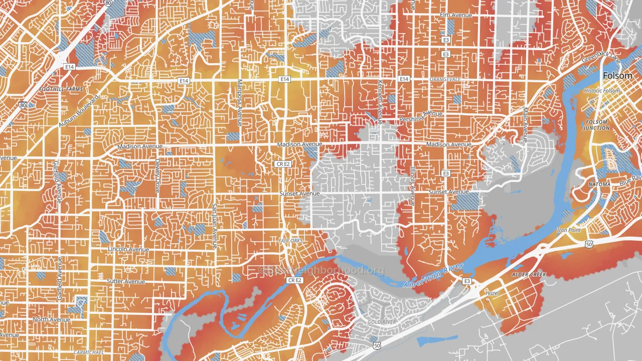 Transit Grade map of 95628, CA