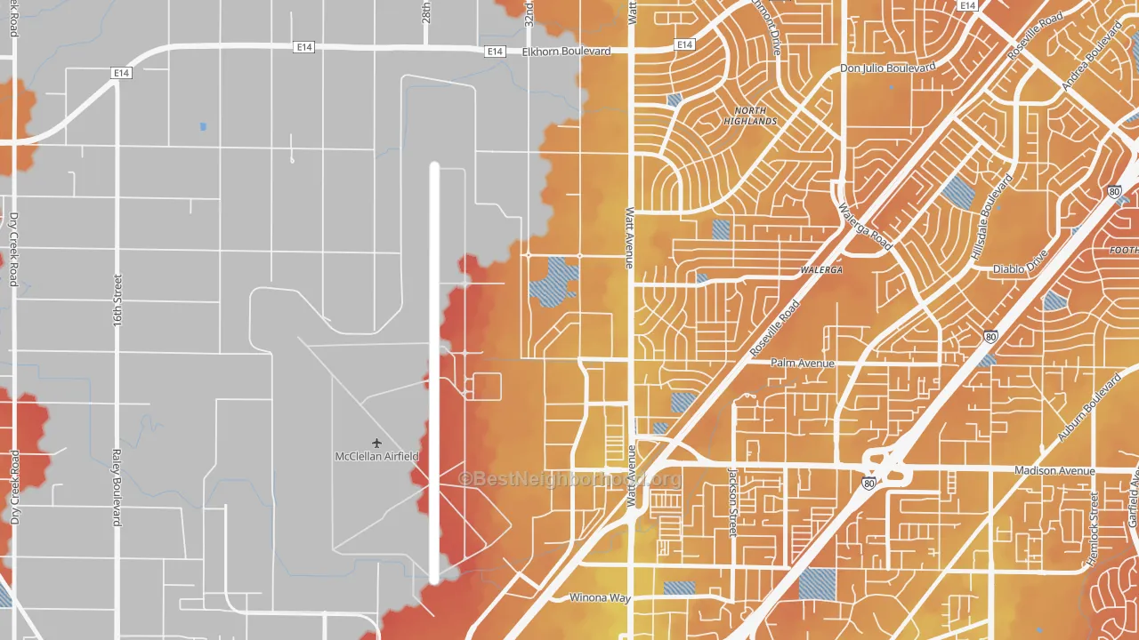Transit Grade map of 95652, CA