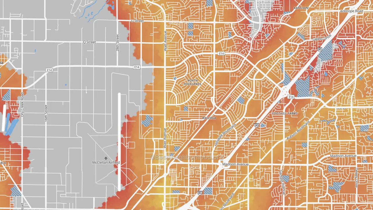 Transit Grade map of 95660, CA