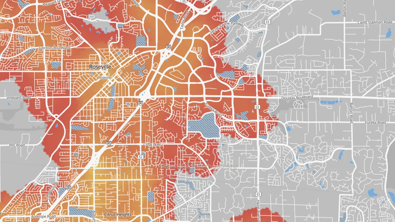Transit Grade map of 95661, CA