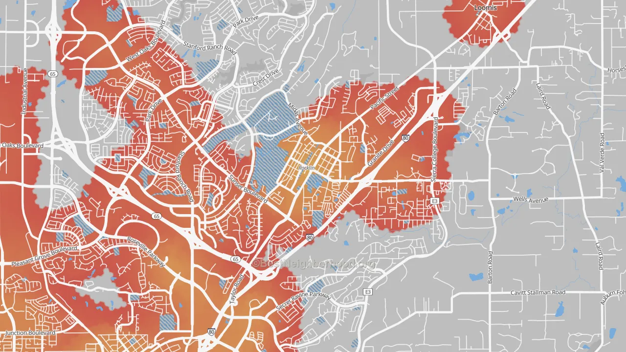 Transit Grade map of 95677, CA