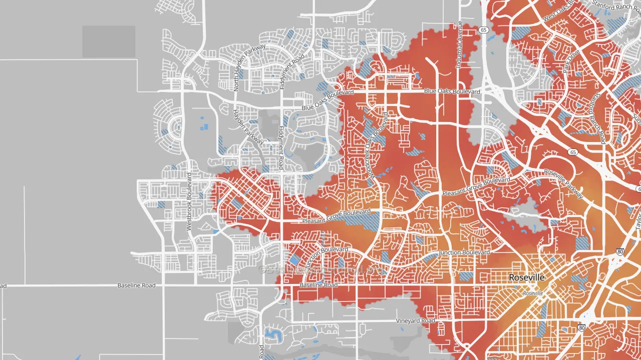 Transit Grade map of 95747, CA