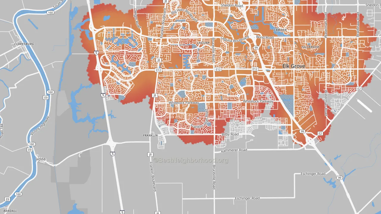 Transit Grade map of 95757, CA