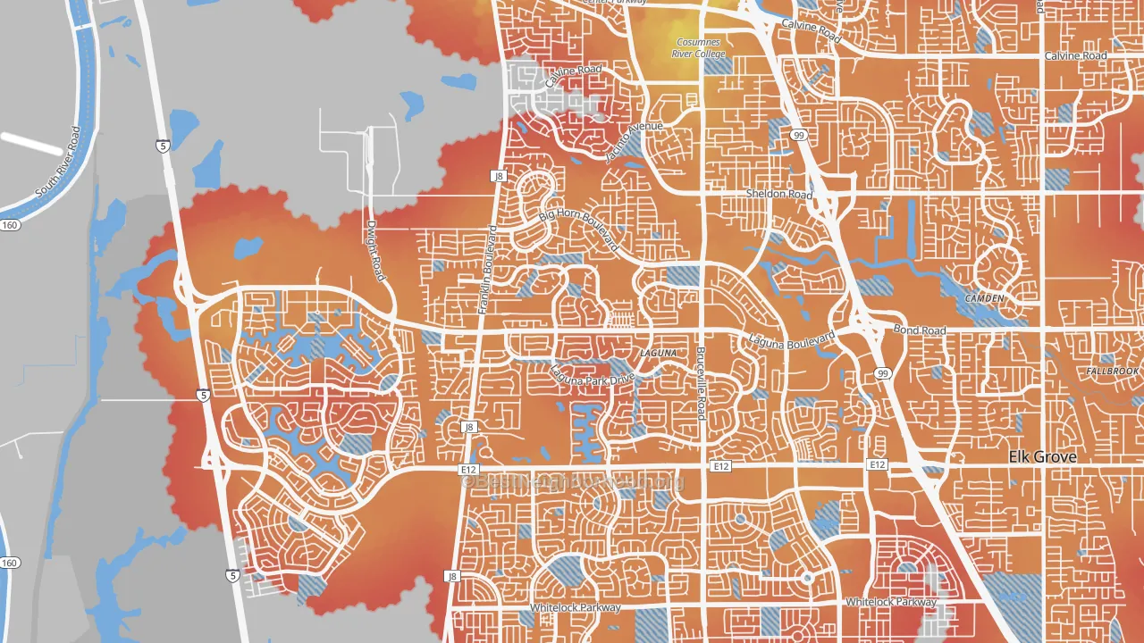 Transit Grade map of 95758, CA