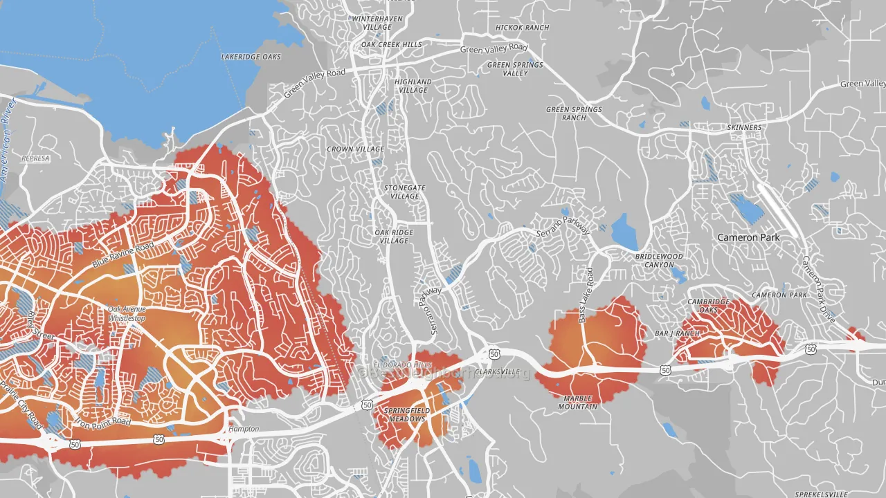 Transit Grade map of 95762, CA
