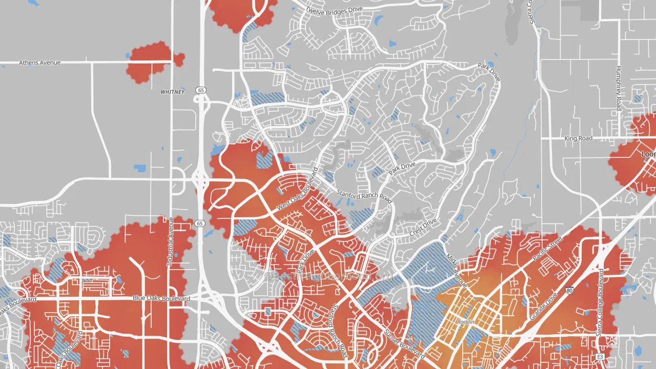 Transit Grade map of 95765, CA