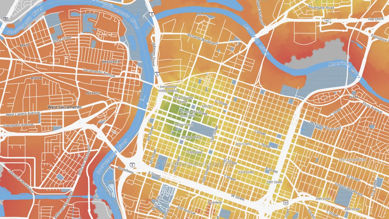 Transit Grade map of 95814, CA