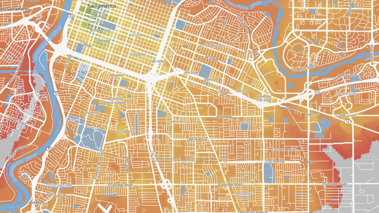 Transit Grade map of 95817, CA