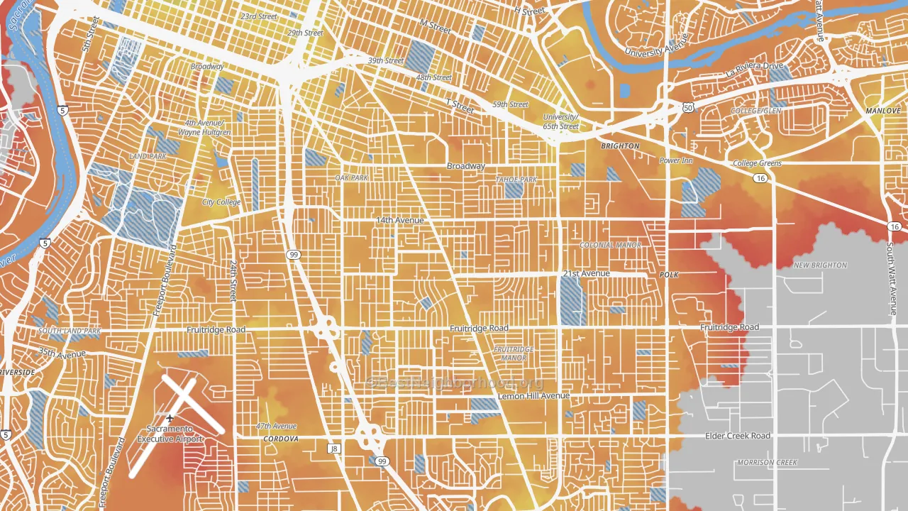 Transit Grade map of 95820, CA