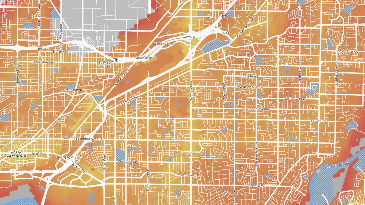 Transit Grade map of 95821, CA