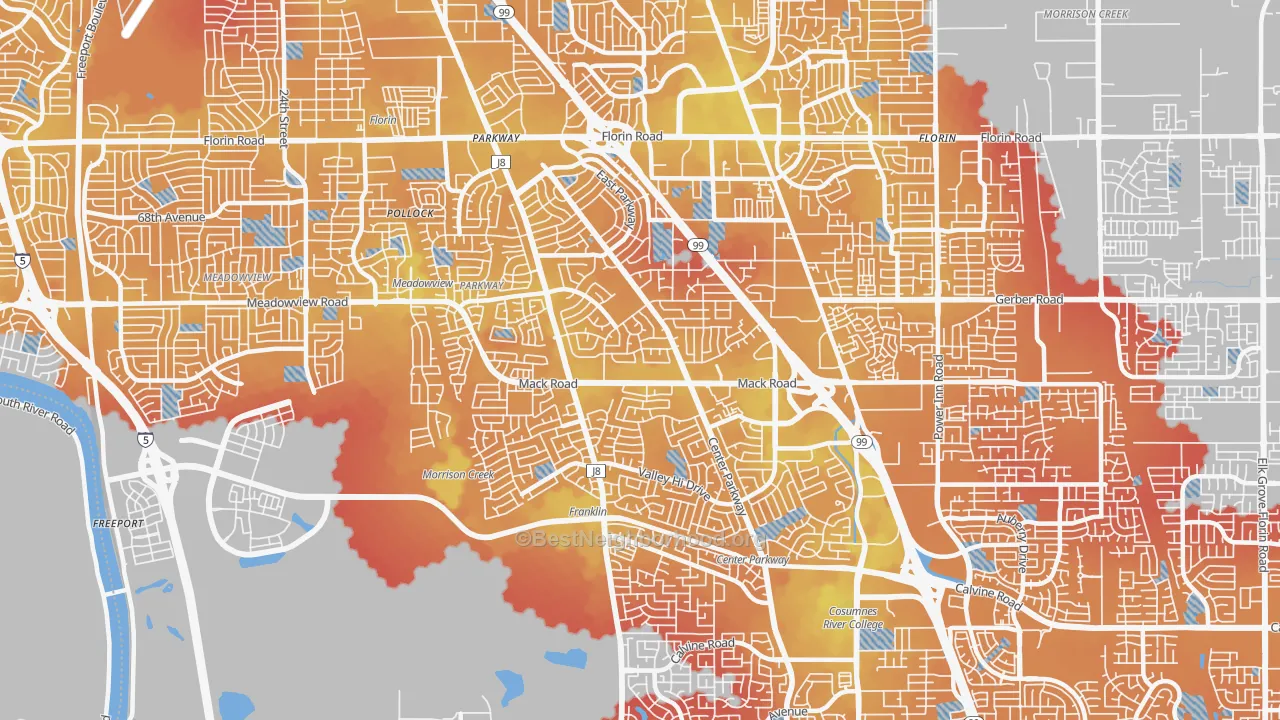 Transit Grade map of 95823, CA