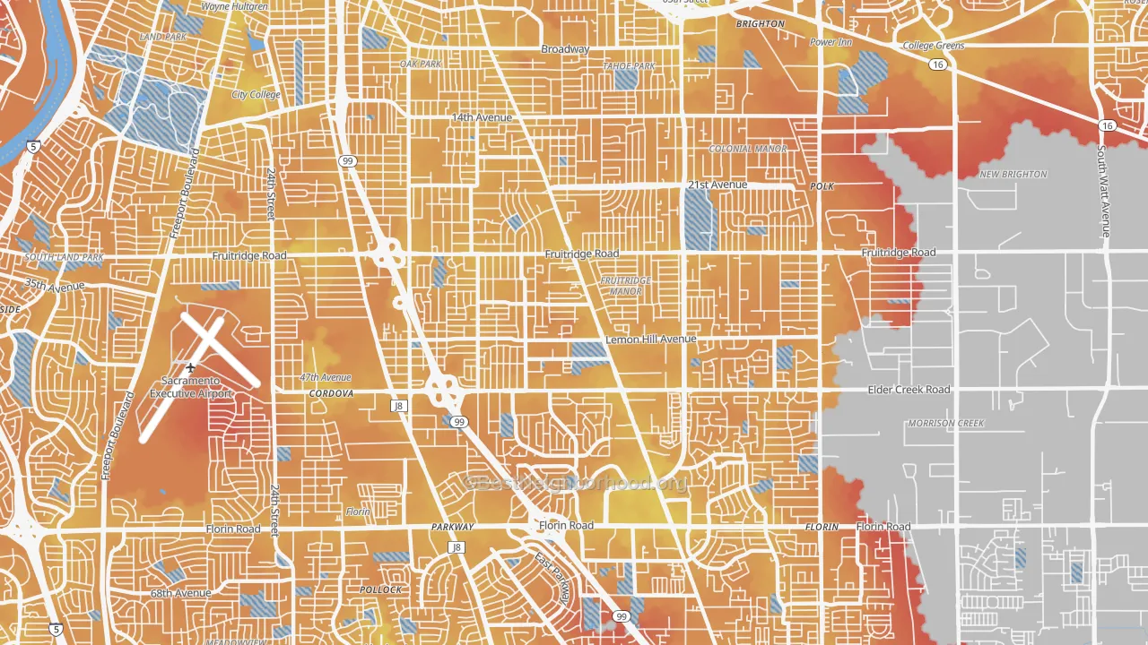 Transit Grade map of 95824, CA