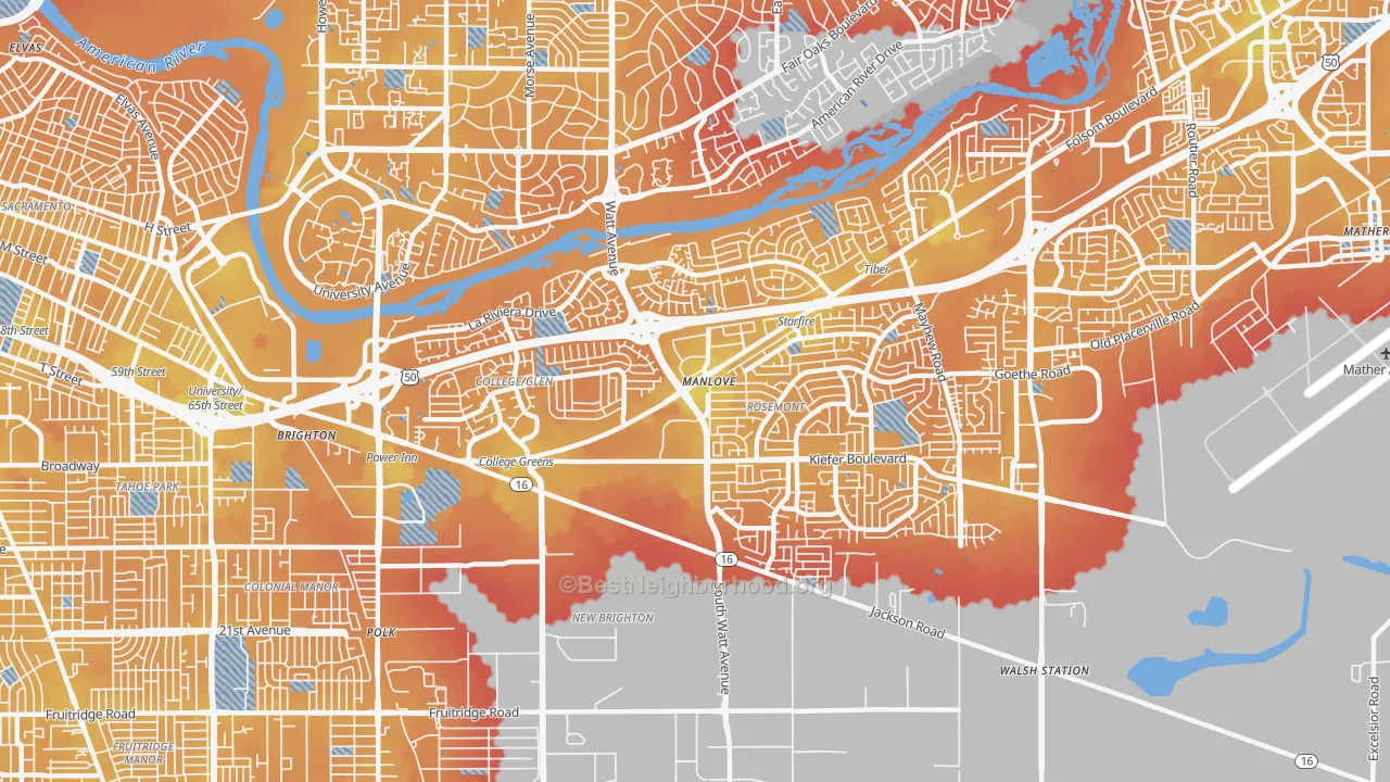 Transit Grade map of 95826, CA