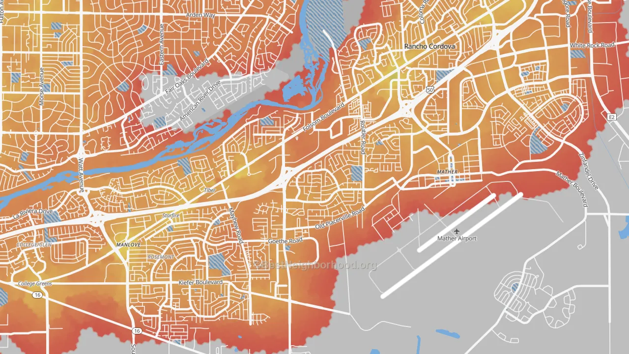 Transit Grade map of 95827, CA