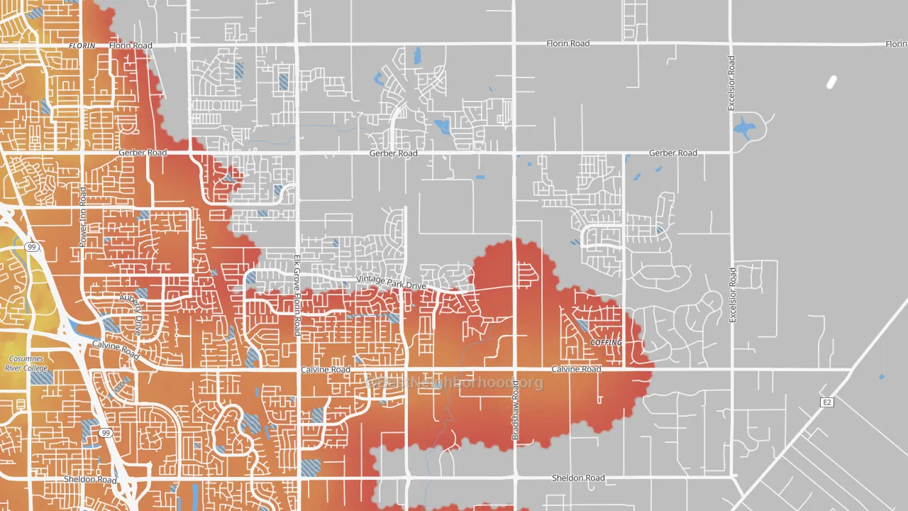 Transit Grade map of 95829, CA