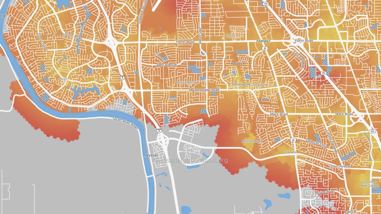 Transit Grade map of 95832, CA