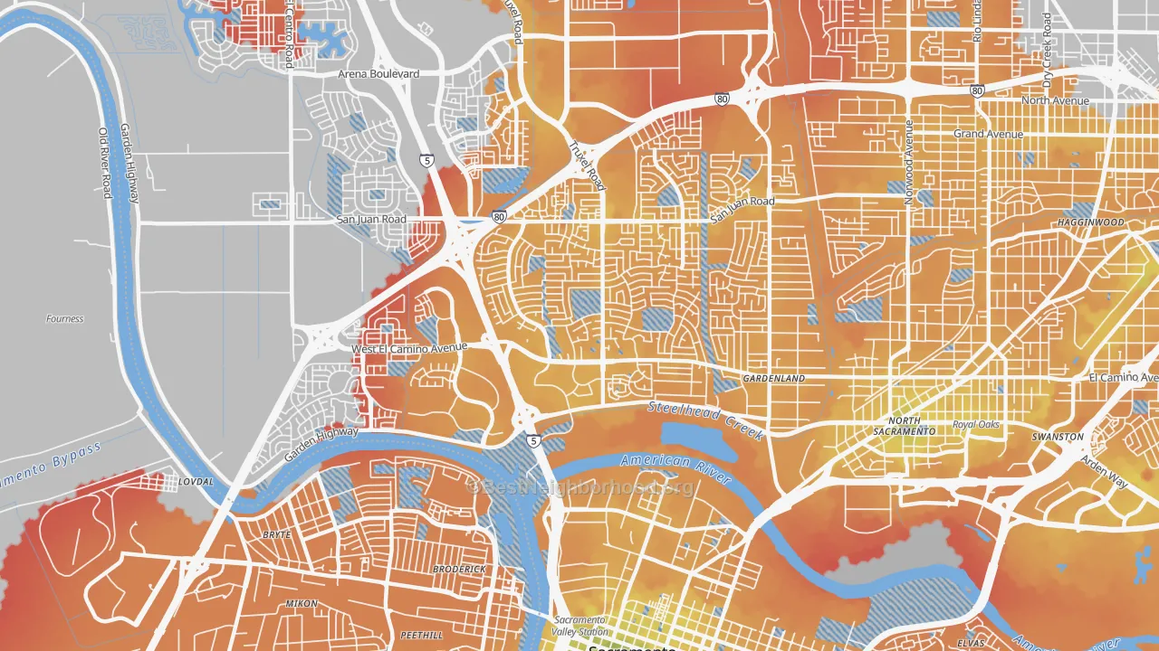 Transit Grade map of 95833, CA