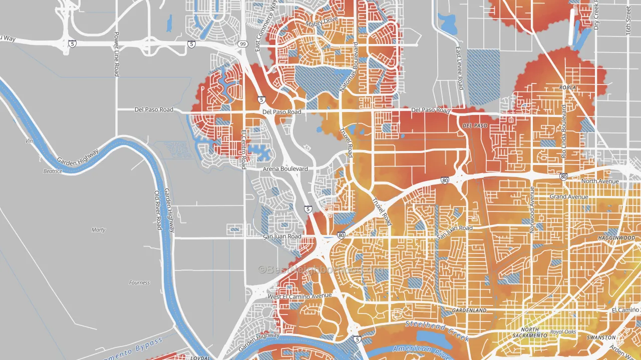 Transit Grade map of 95834, CA