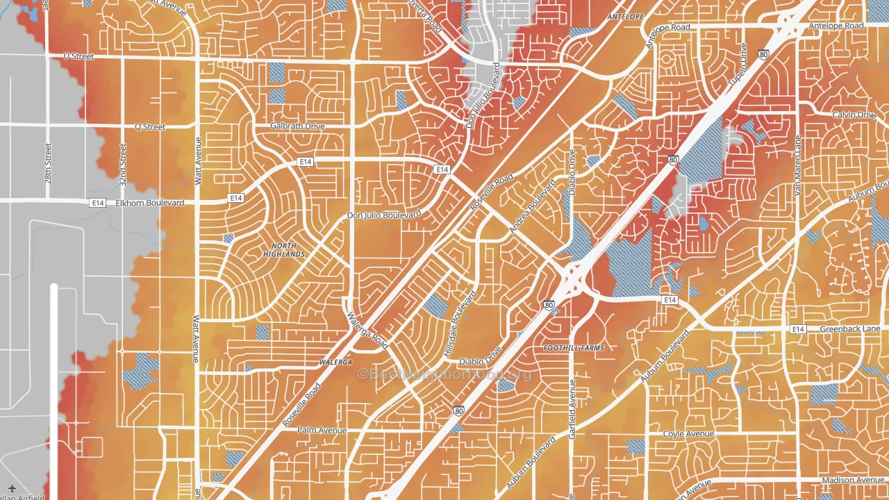Transit Grade map of 95842, CA
