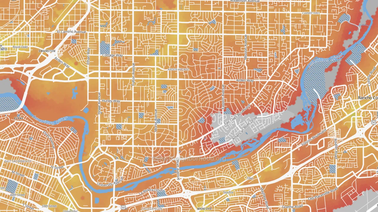 Transit Grade map of 95864, CA