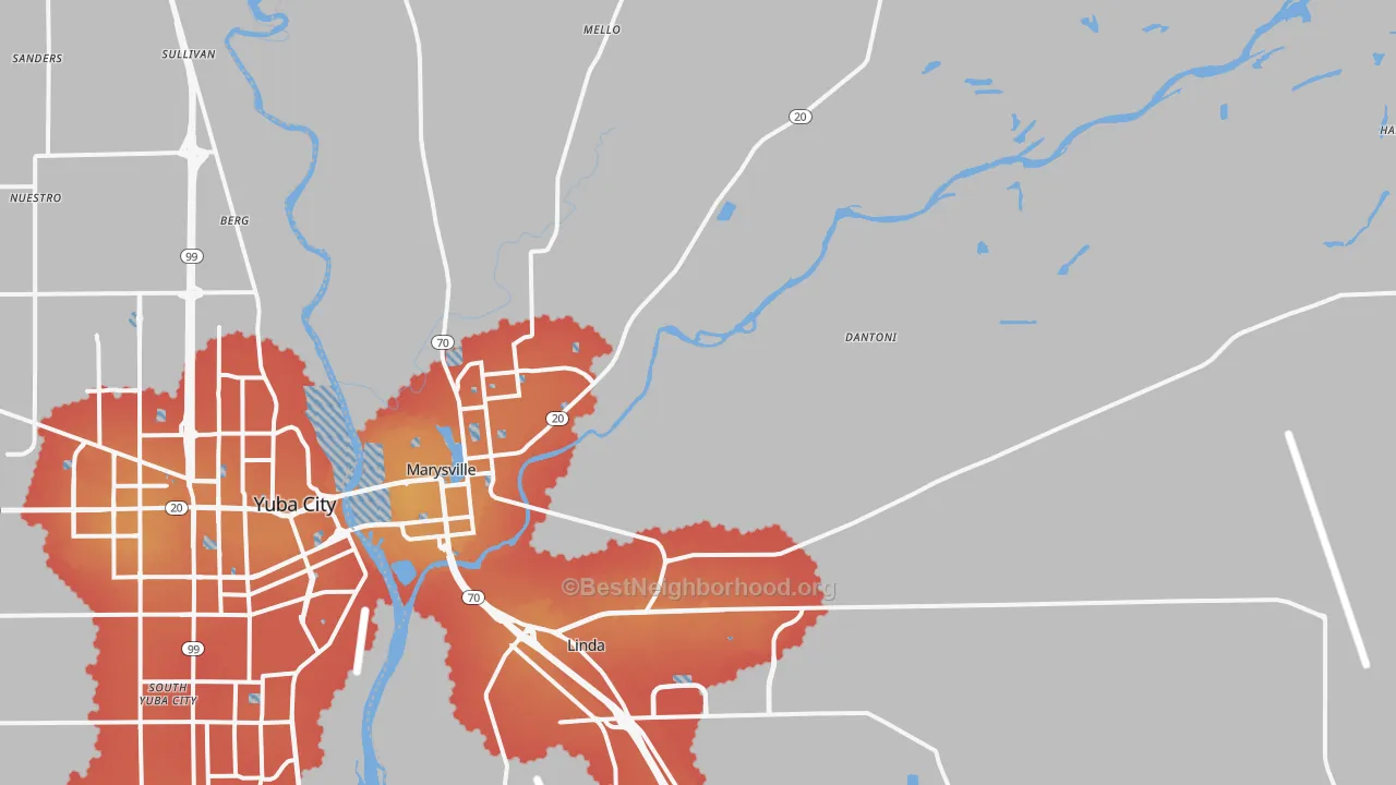 Transit Grade map of 95901, CA
