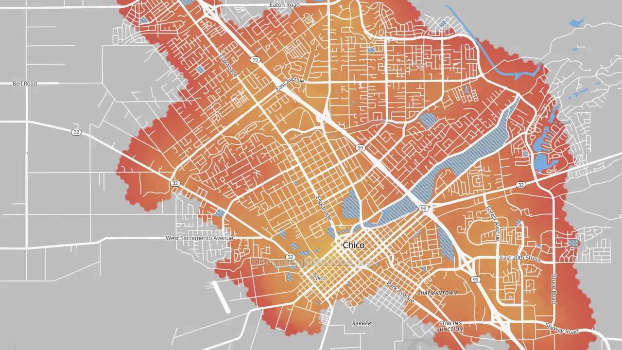 Transit Grade map of 95926, CA