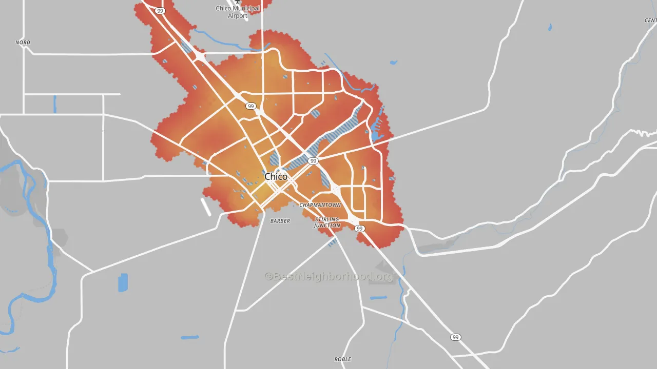 Transit Grade map of 95928, CA