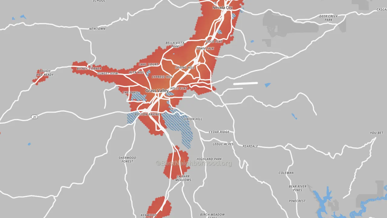 Transit Grade map of 95945, CA