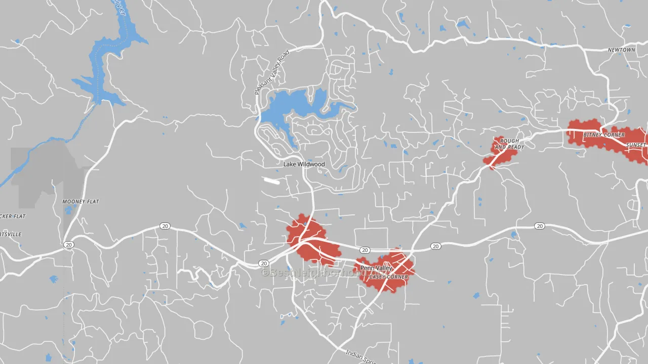Transit Grade map of 95946, CA