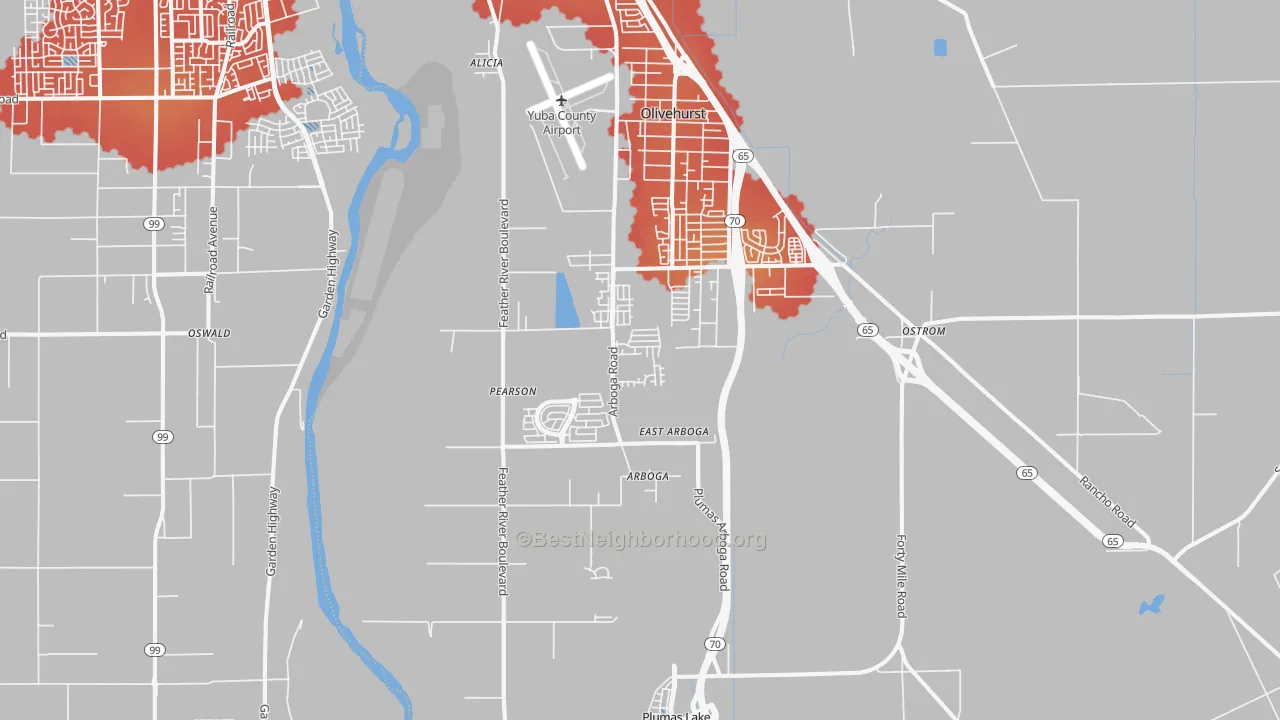 Transit Grade map of 95961, CA