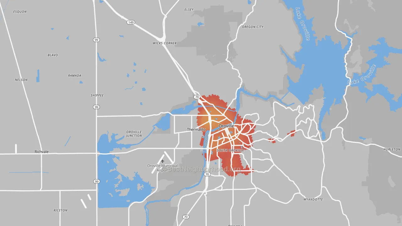 Transit Grade map of 95965, CA