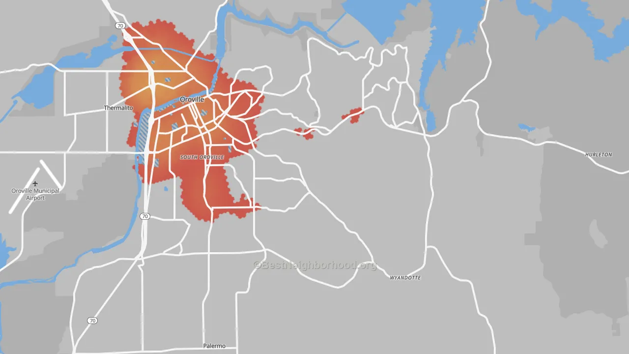Transit Grade map of 95966, CA