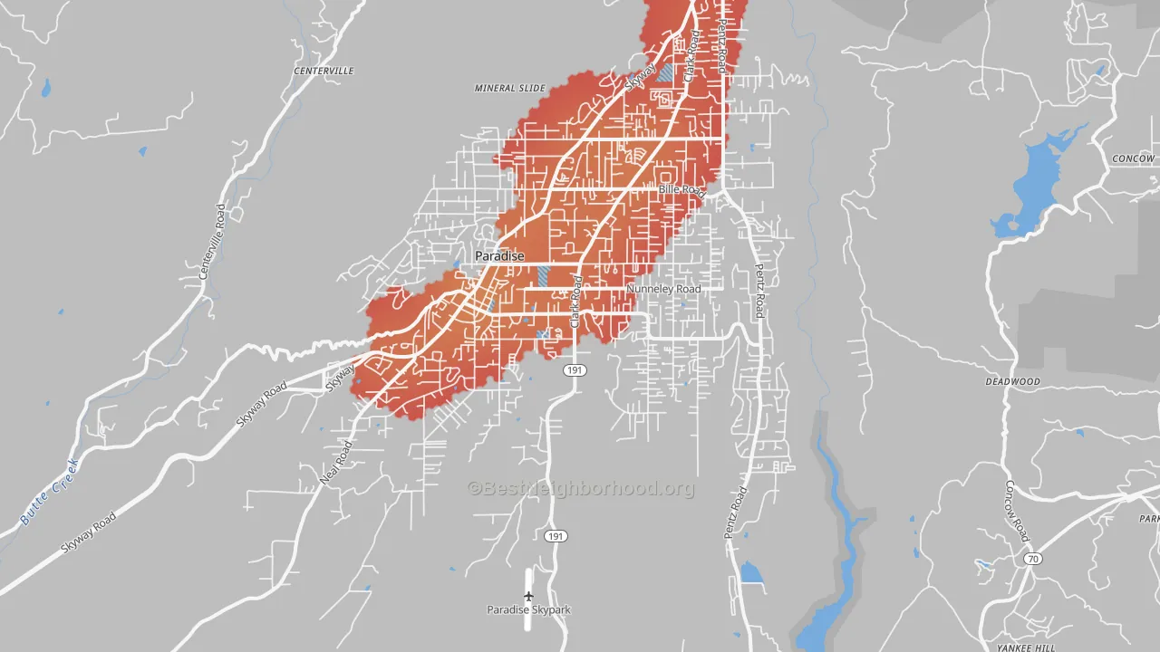 Transit Grade map of 95969, CA