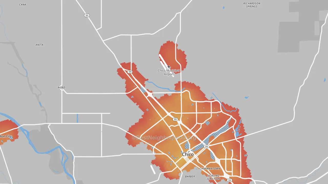 Transit Grade map of 95973, CA