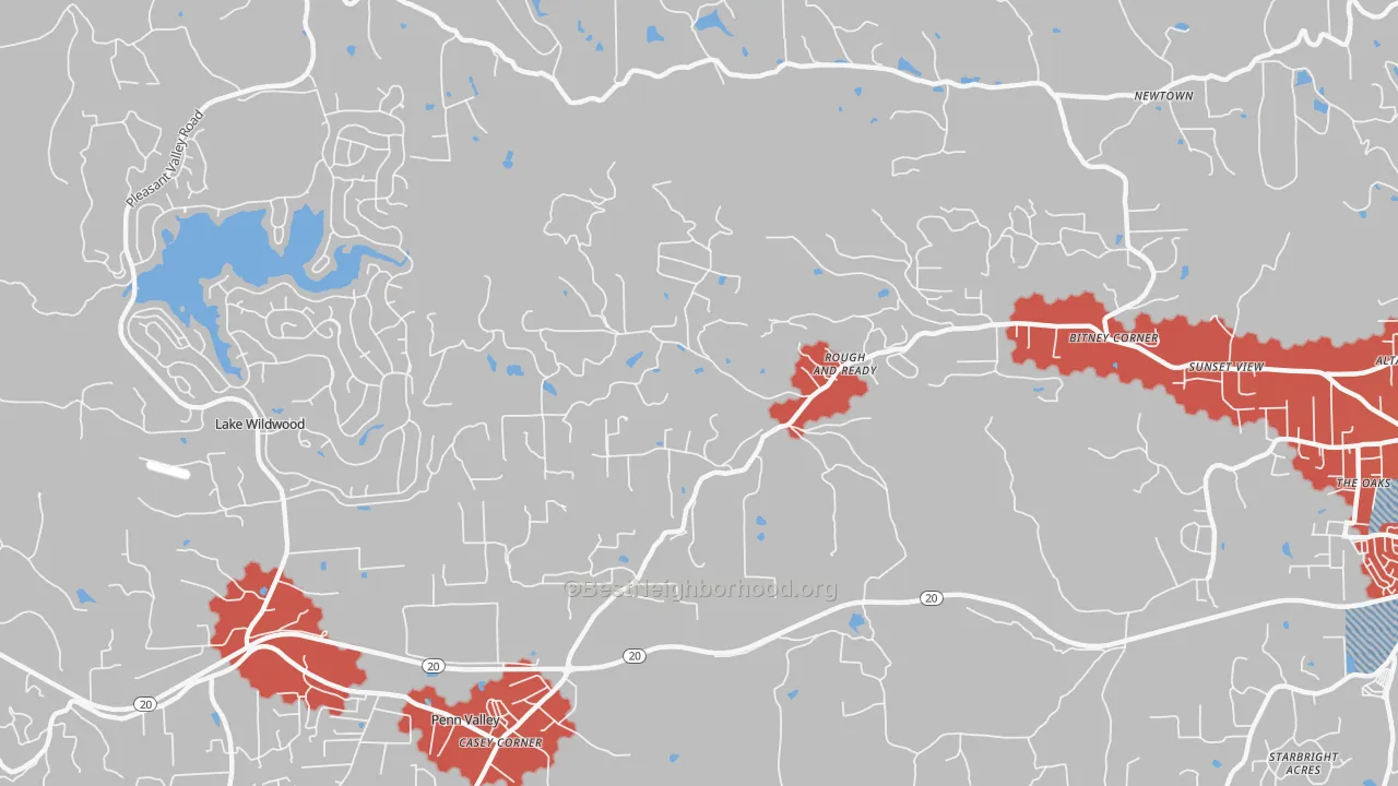 Transit Grade map of 95975, CA