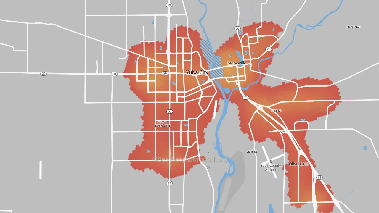 Transit Grade map of 95991, CA