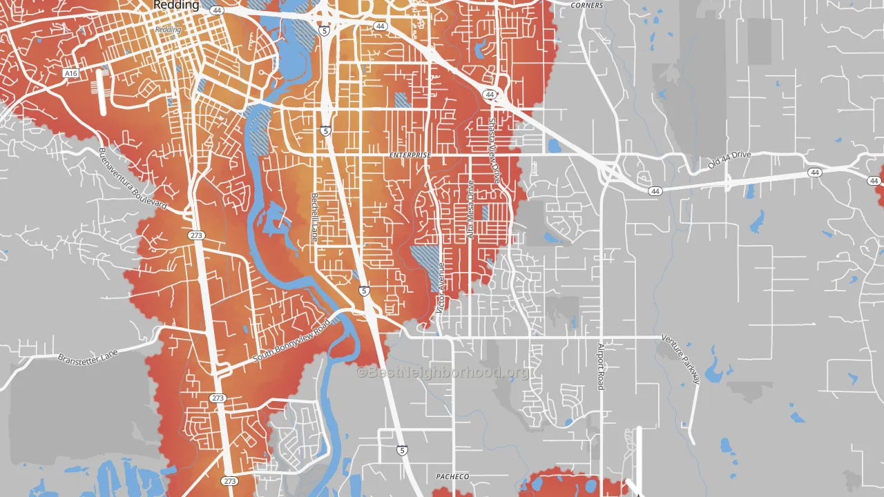 Transit Grade map of 96002, CA