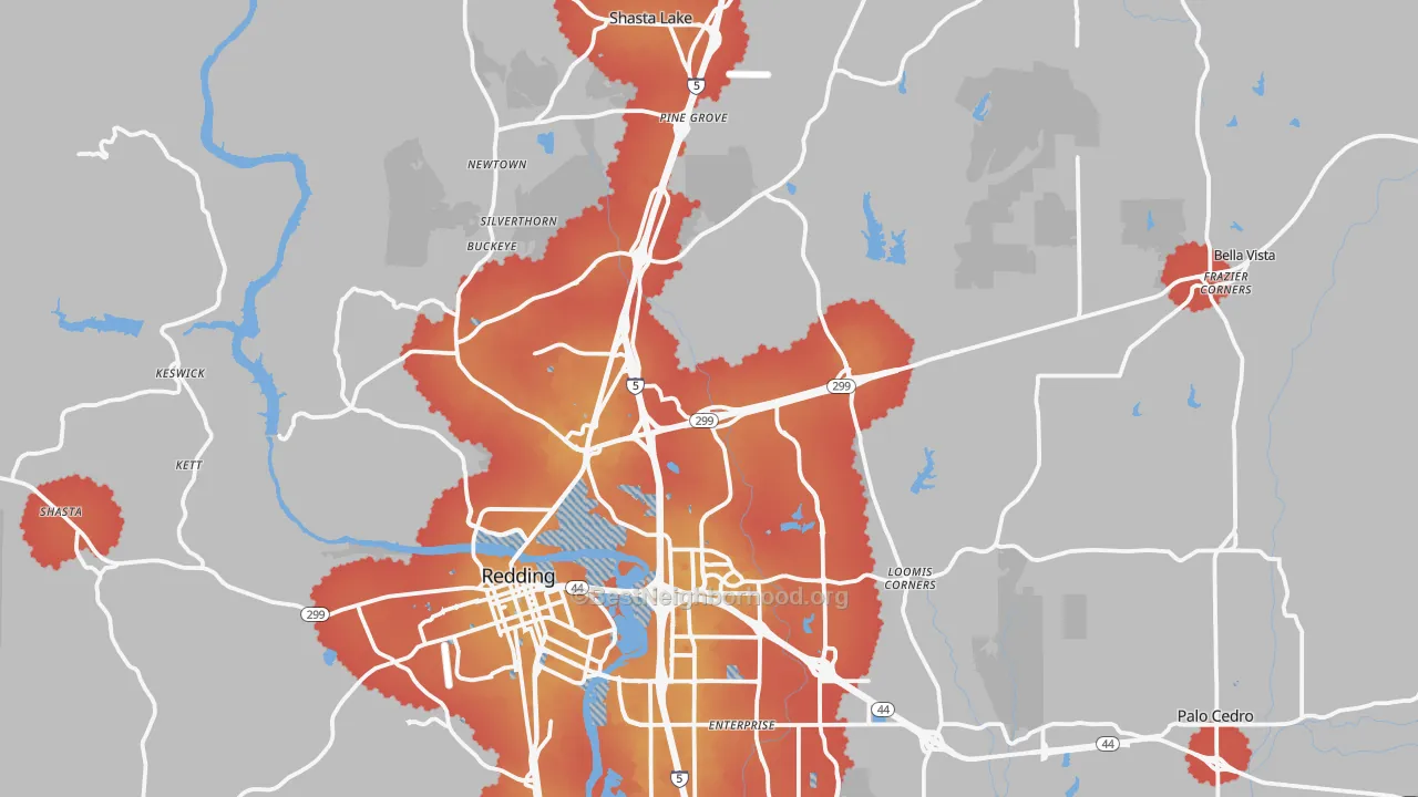 Transit Grade map of 96003, CA