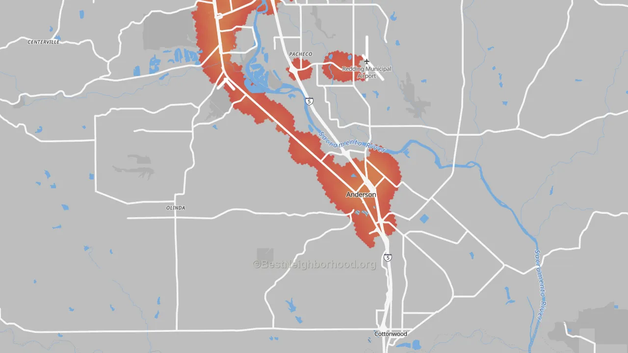 Transit Grade map of 96007, CA