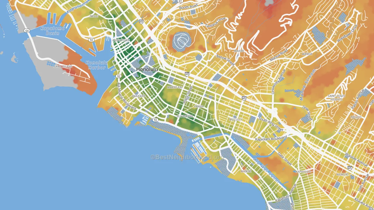 Transit Grade map of 96814, HI