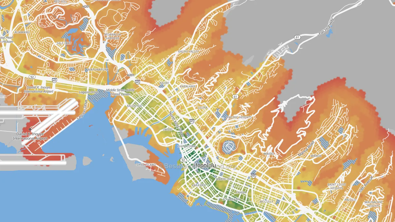 Transit Grade map of 96817, HI