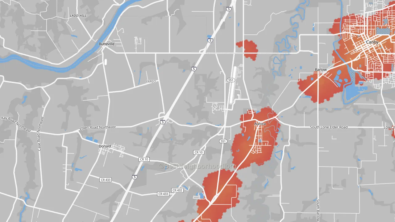Transit Grade map of 97002, OR